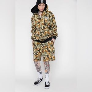NWT; Unisex Broken Promises Camo Sweatpant Cargo Shorts